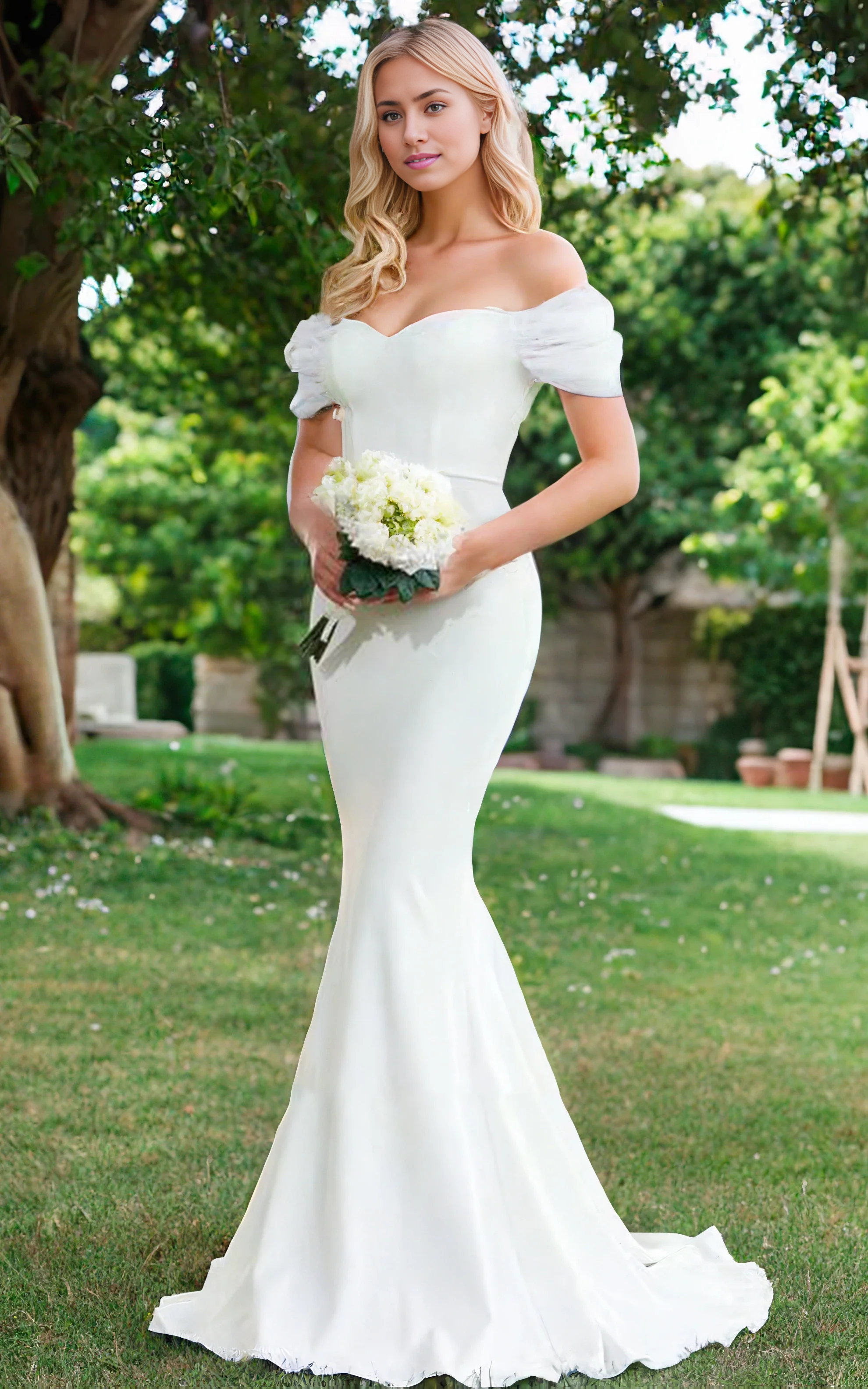 Wholesa Mermaid Sweetheart Elegant Sexy Off-the-Shoulder Wrap-Around Satin Wedding Dresses